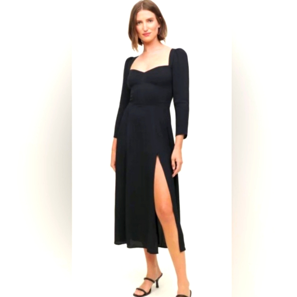Reformation Petite Mara Midi Dress Size 4P Black